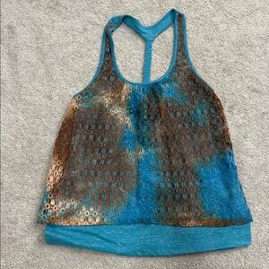 Daytrip Blue and Brown Relaxed Racerback Tank Top